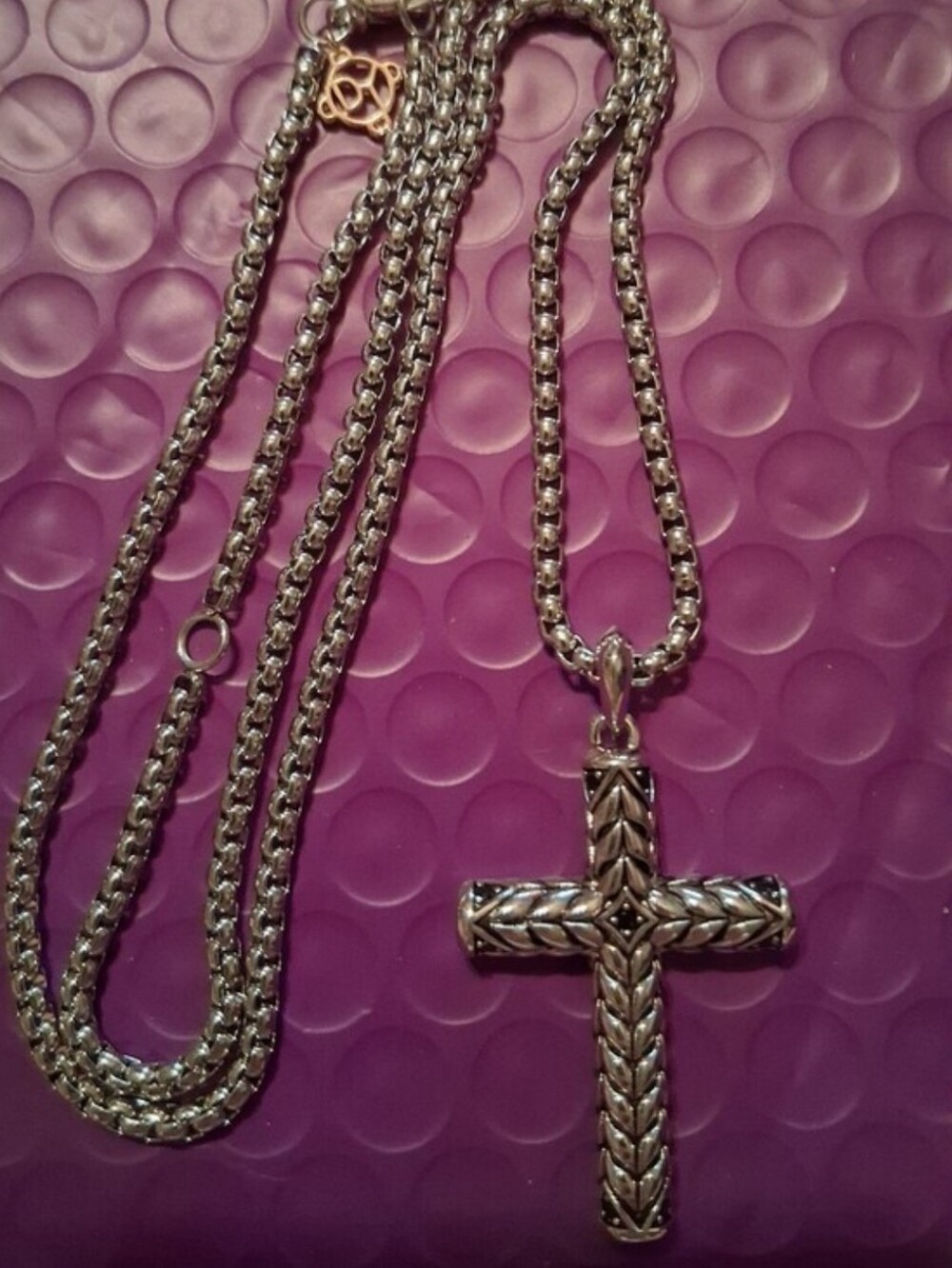 SALE!!! David Yurman Chevron Cross Black Pave Diamond Pendant W/ Box Chain